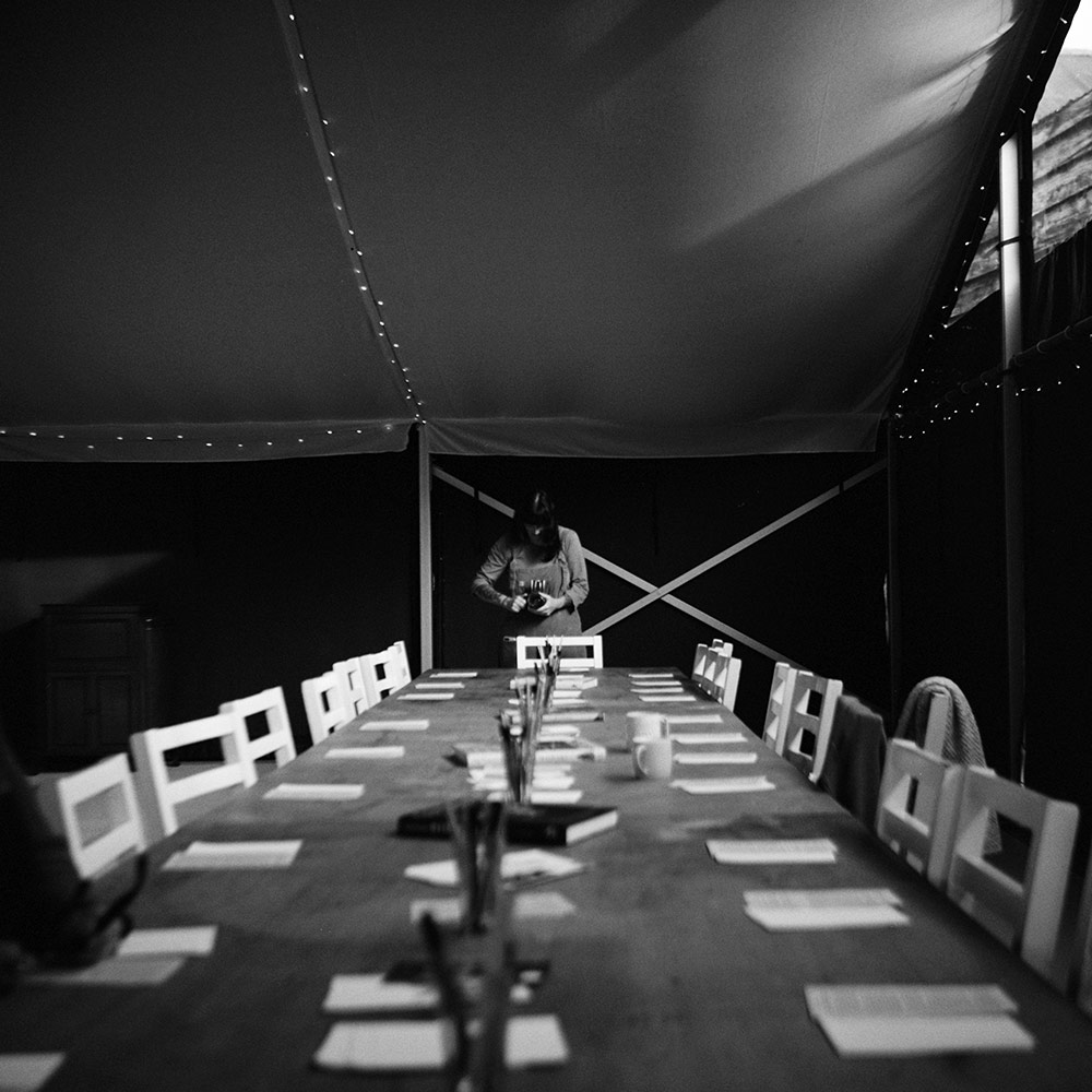 Long table with chairs