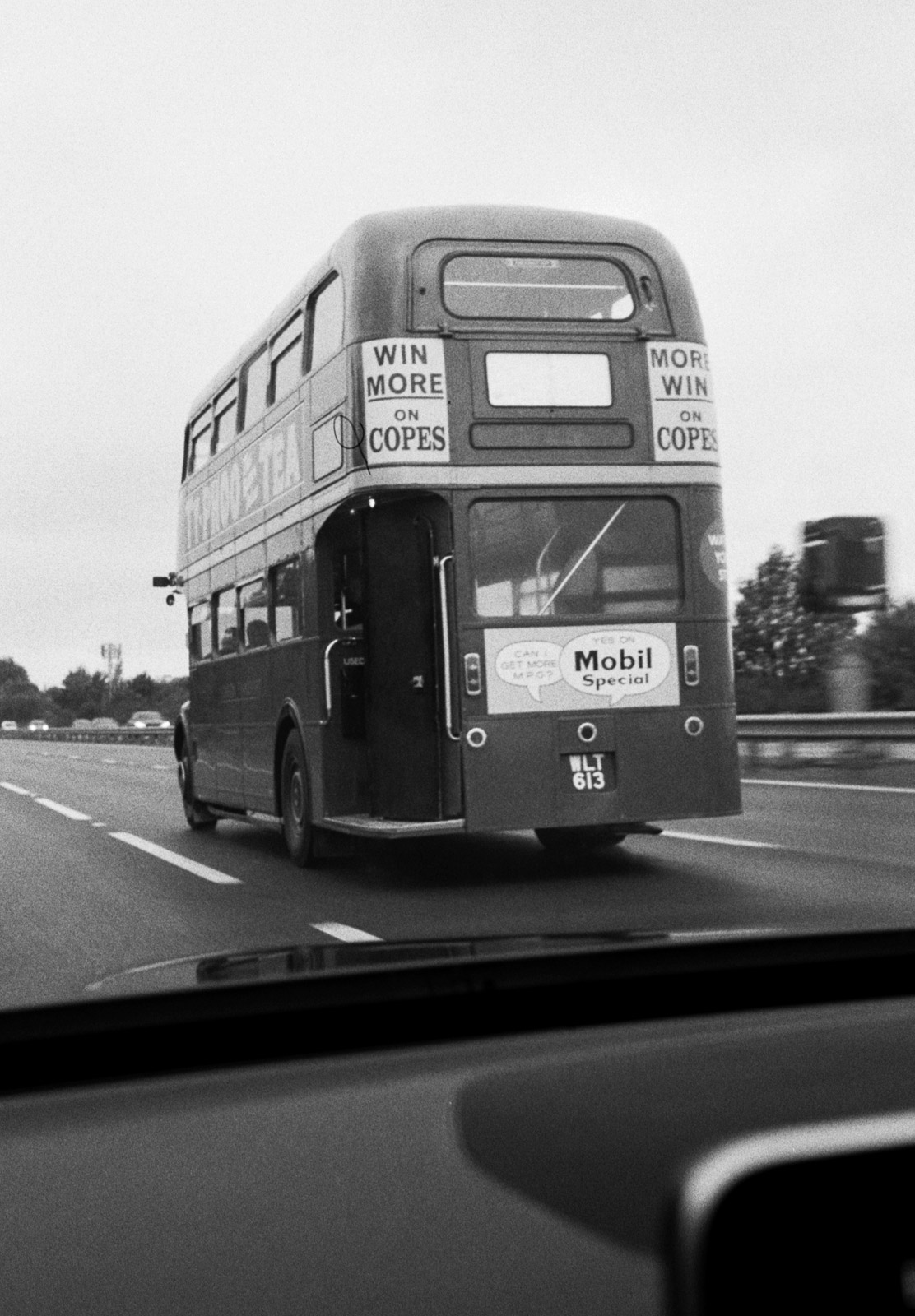 Old bus on motorway