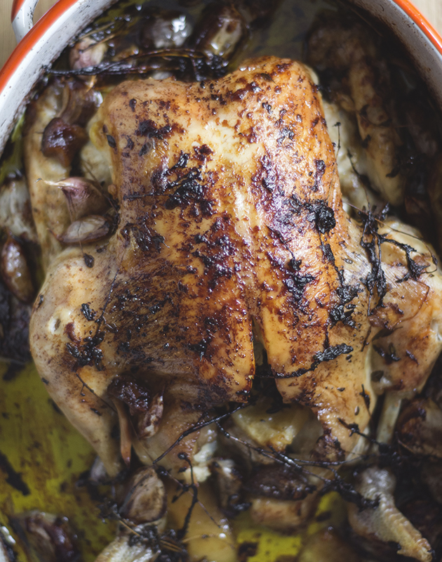 Golden roasted chicken