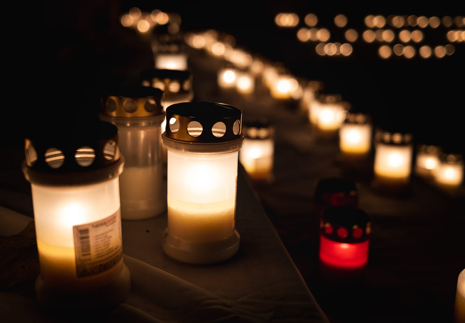 Table of lit candles