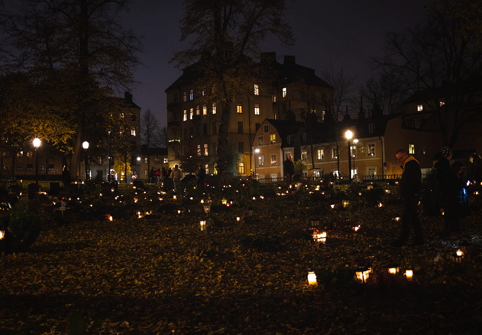 Candles in cemetary