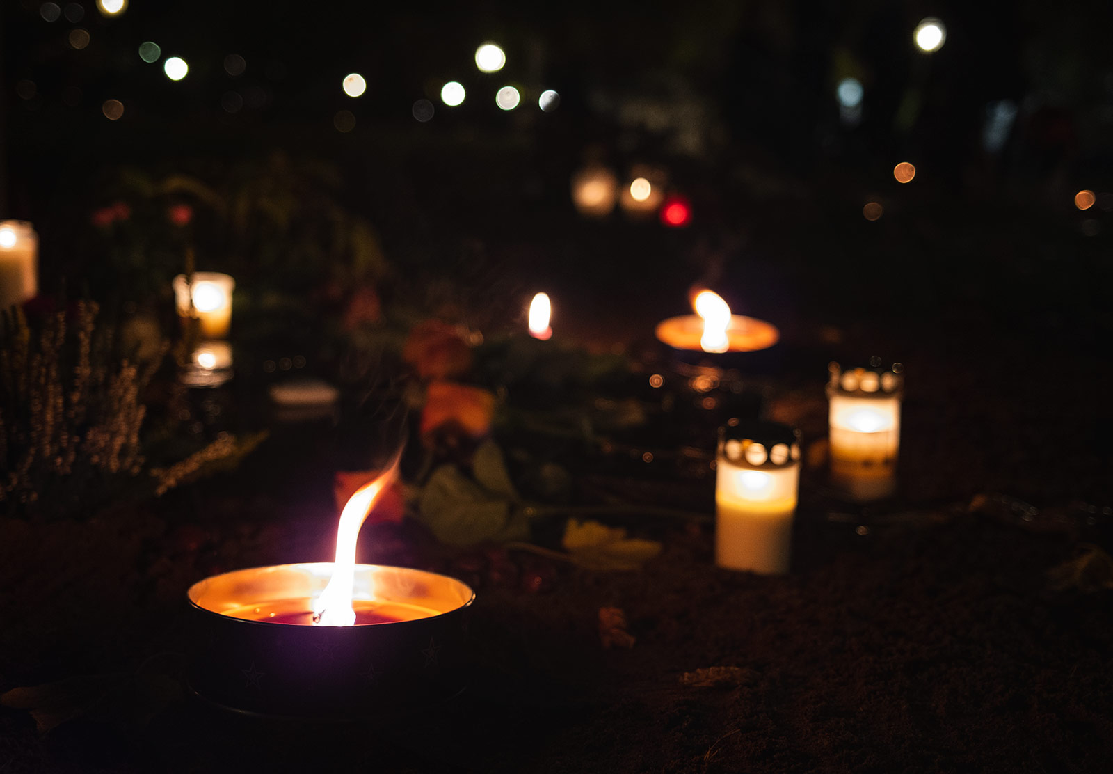Candles on the ground