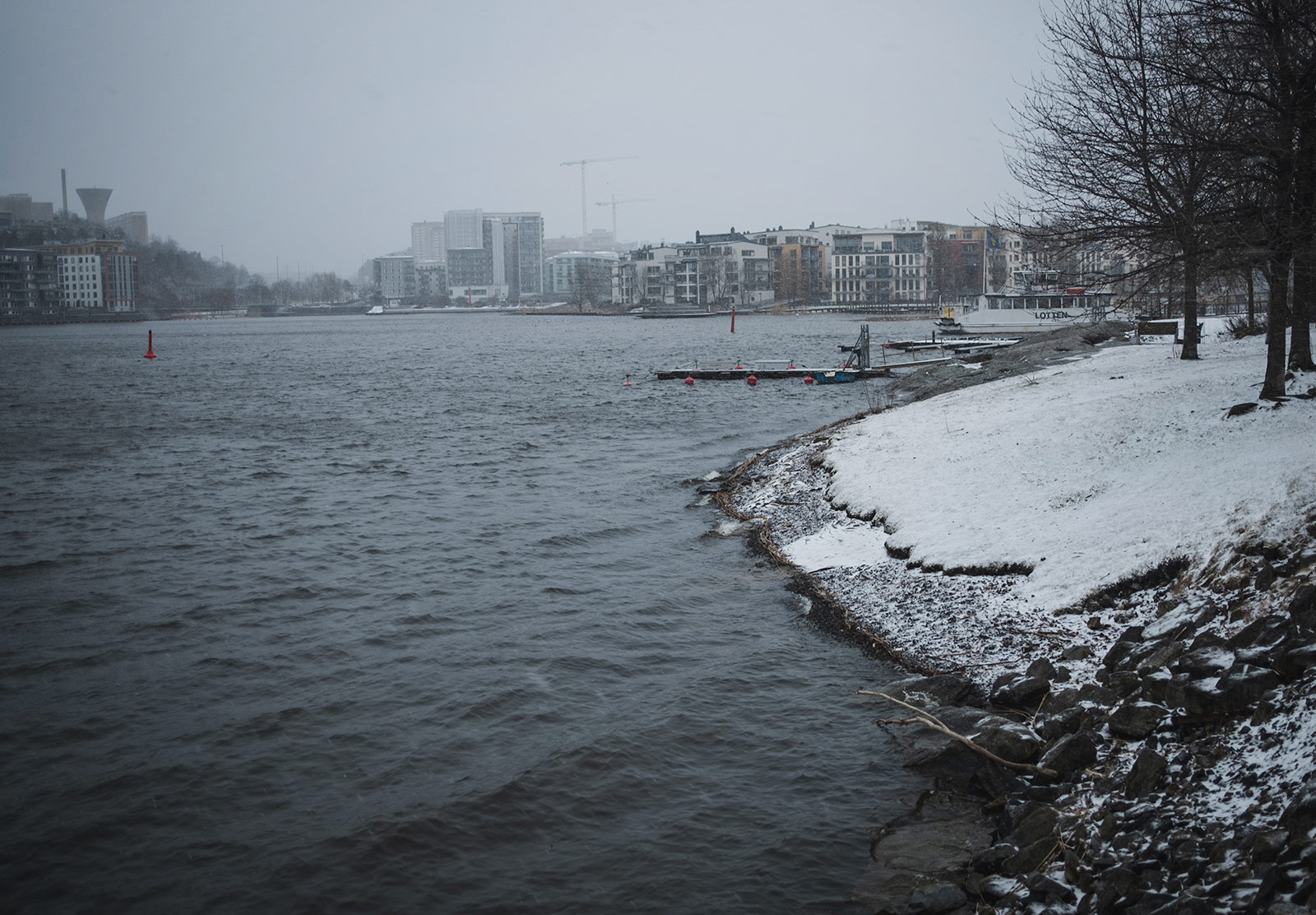 Snow covered shore