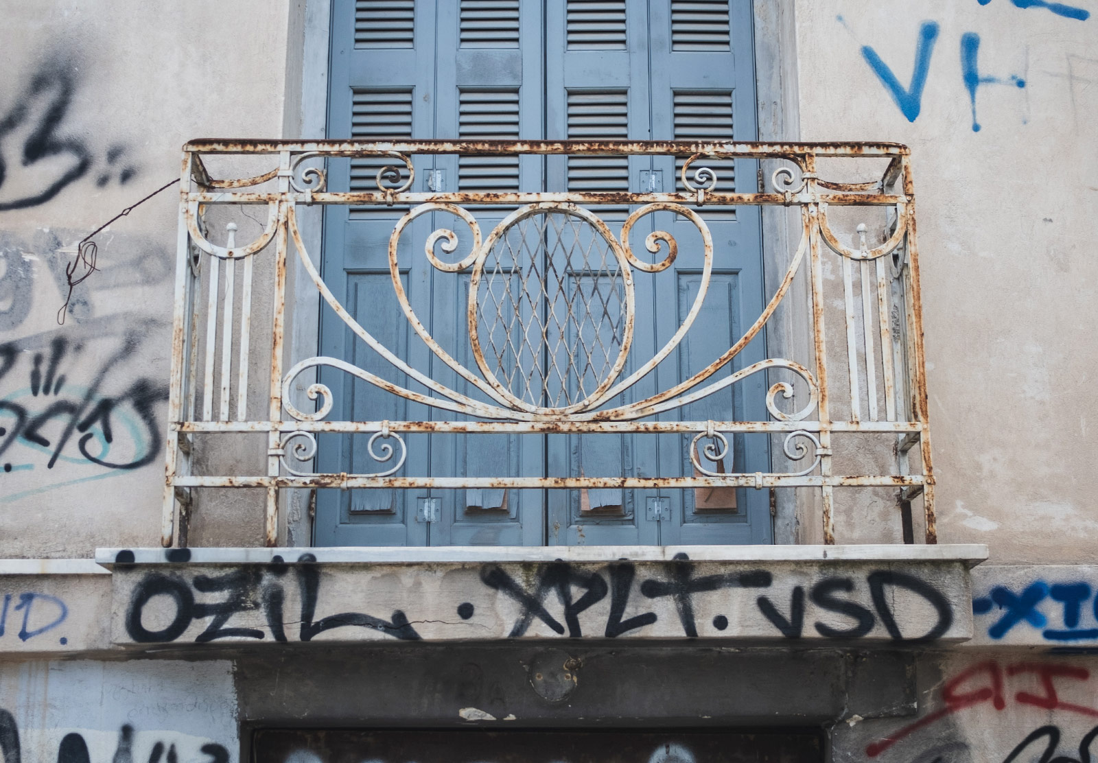 Rusty metal balcony