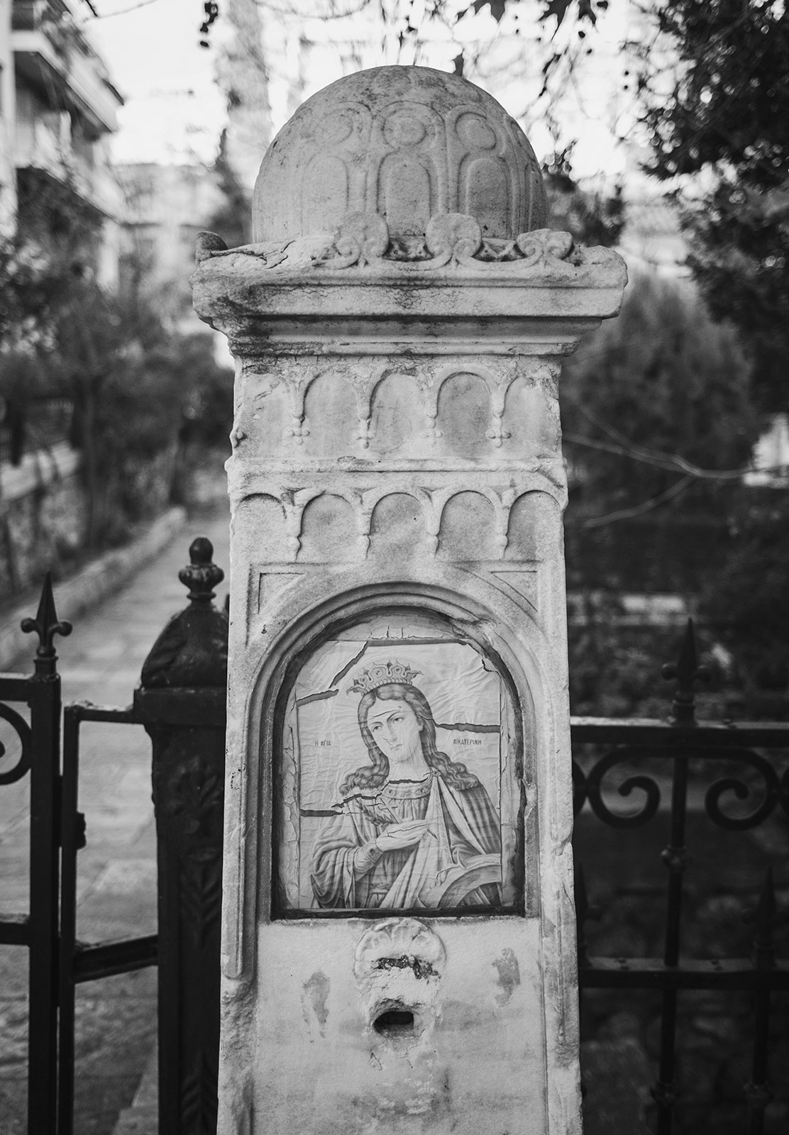 Religious painting on pillar
