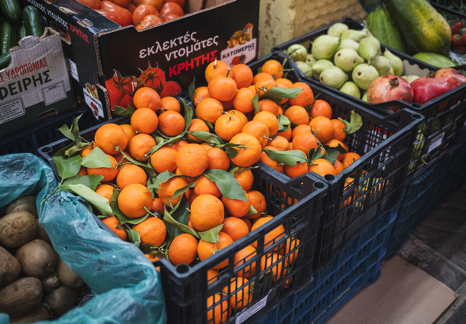 Crates of oranges