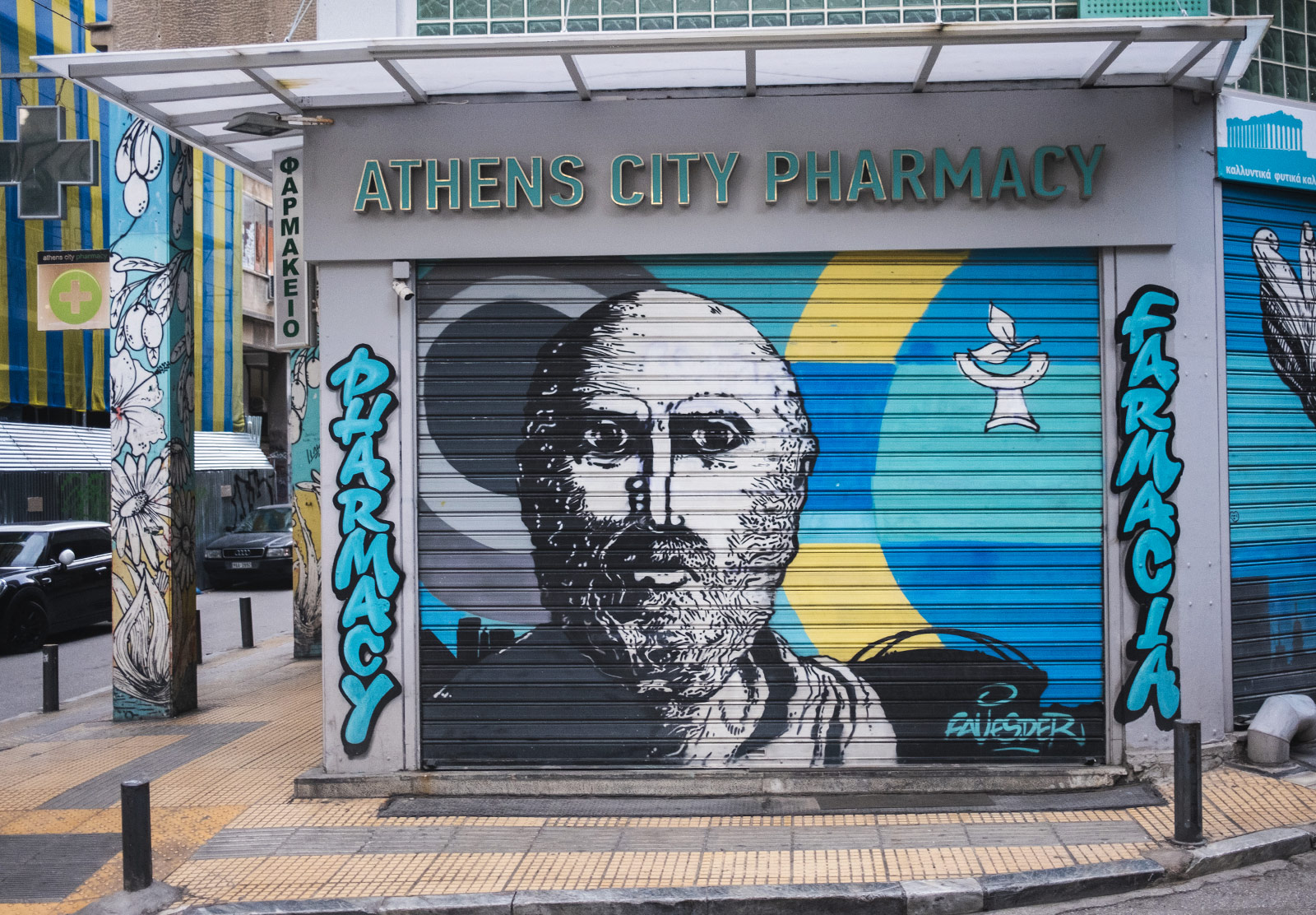 Street art on roller shutters