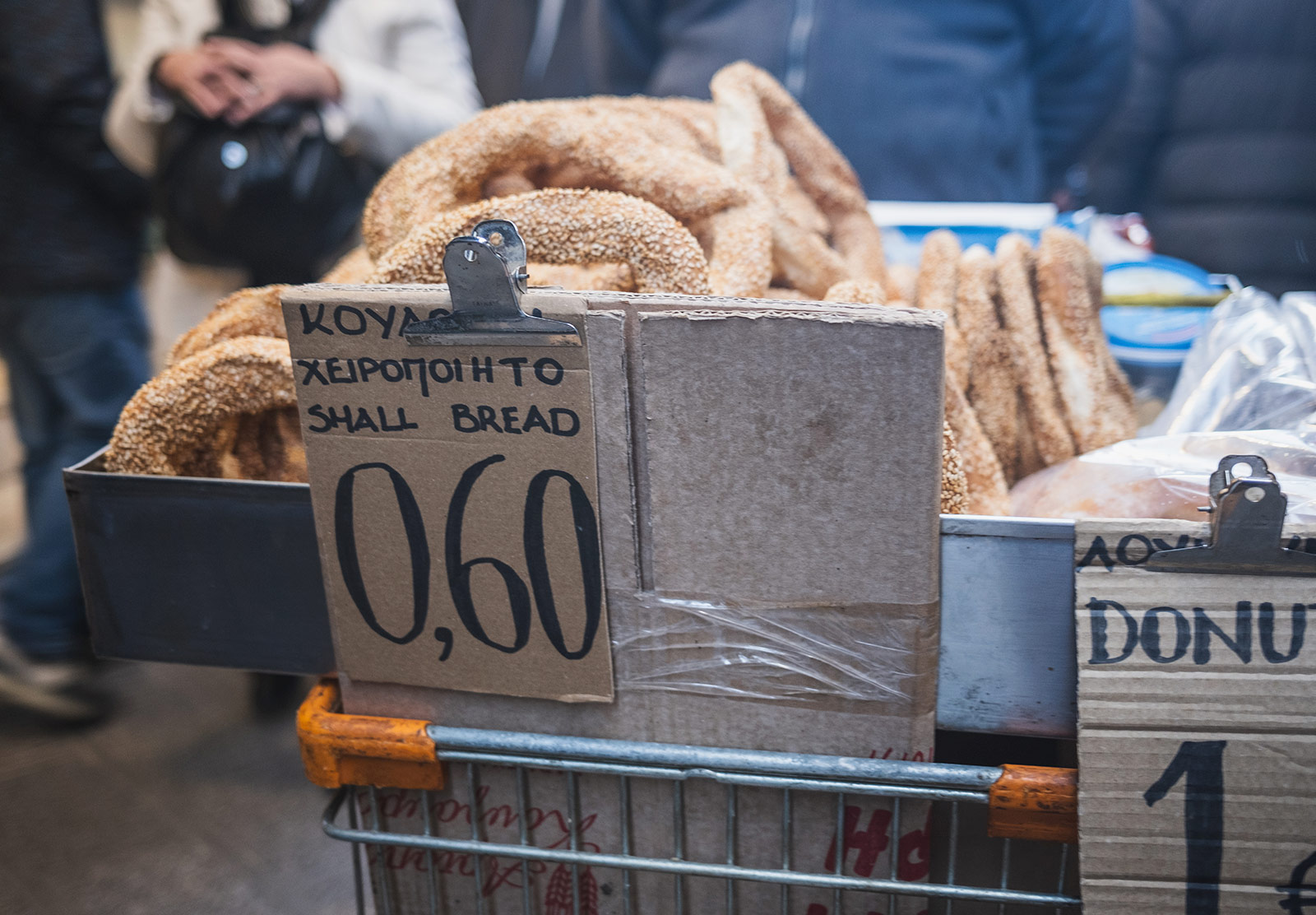 Trolley filled with seed coated bread