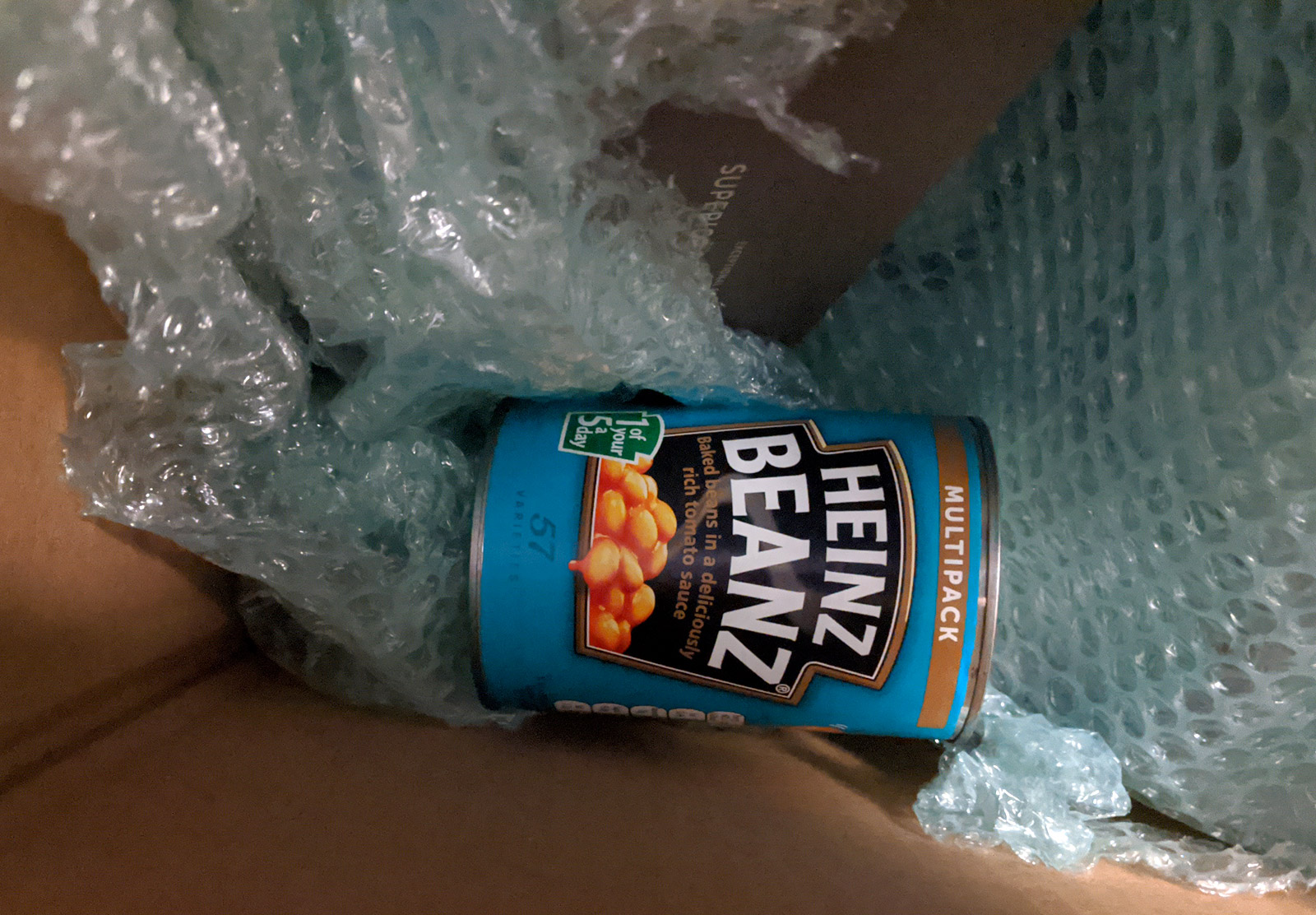 Baked beans in box