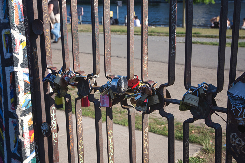 Padlocks on gate