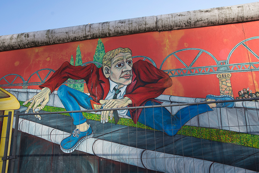Mural of man on wall