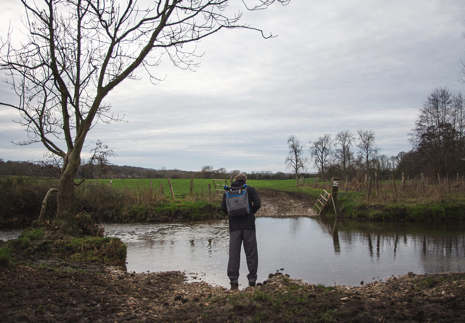 Man standing in stream