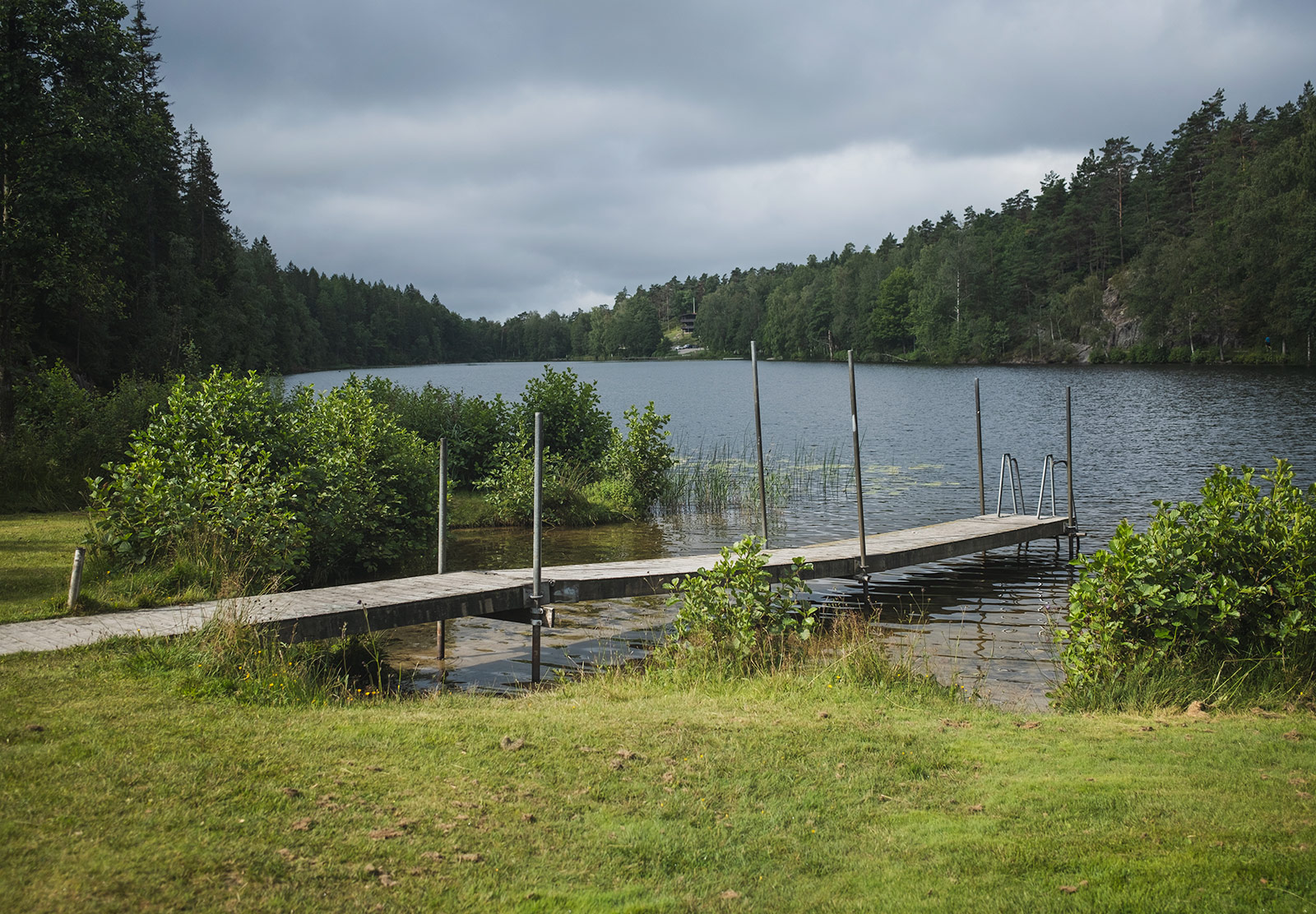 Wooden jetty stretching into water