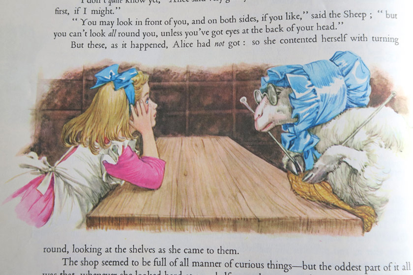 Illustration of girl and sheep