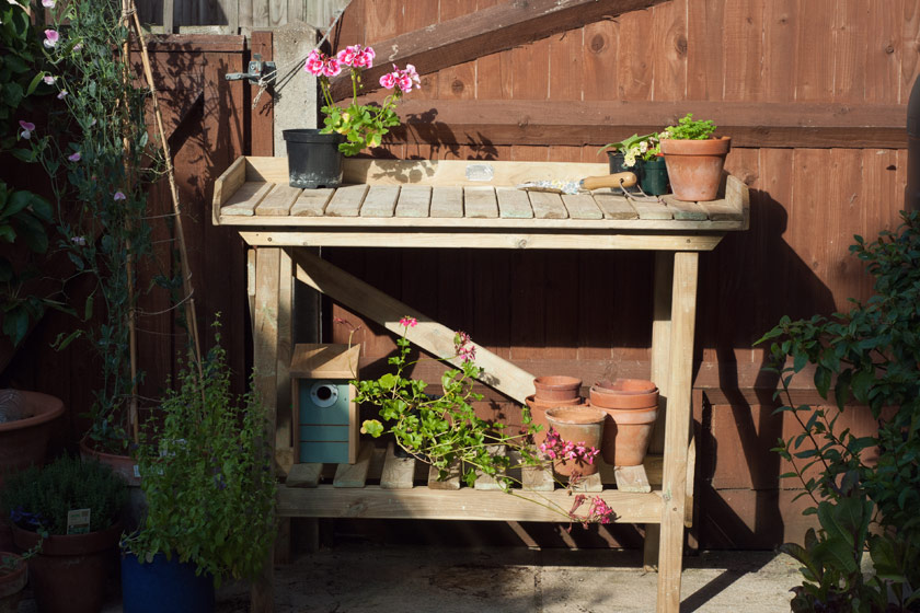 Wooden potting bench