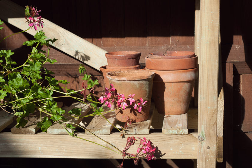Potting bench shelf