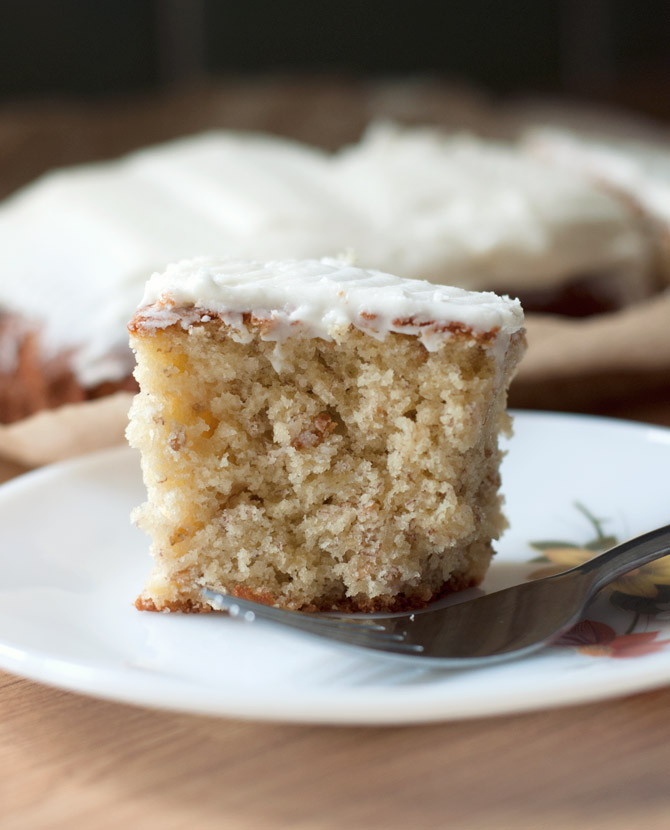 Thick slice of banana cake