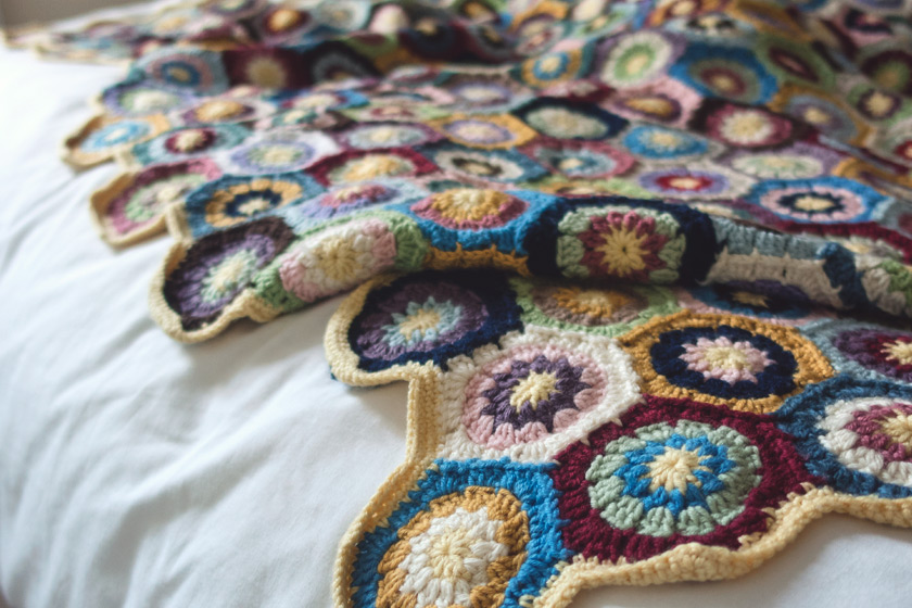 Multicoloured crochet blanked