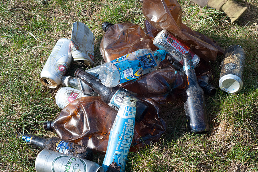 Pile of old bottles and cans