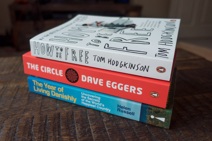 Stack of books on table