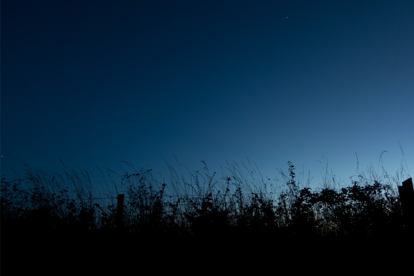 Darkening sky at night