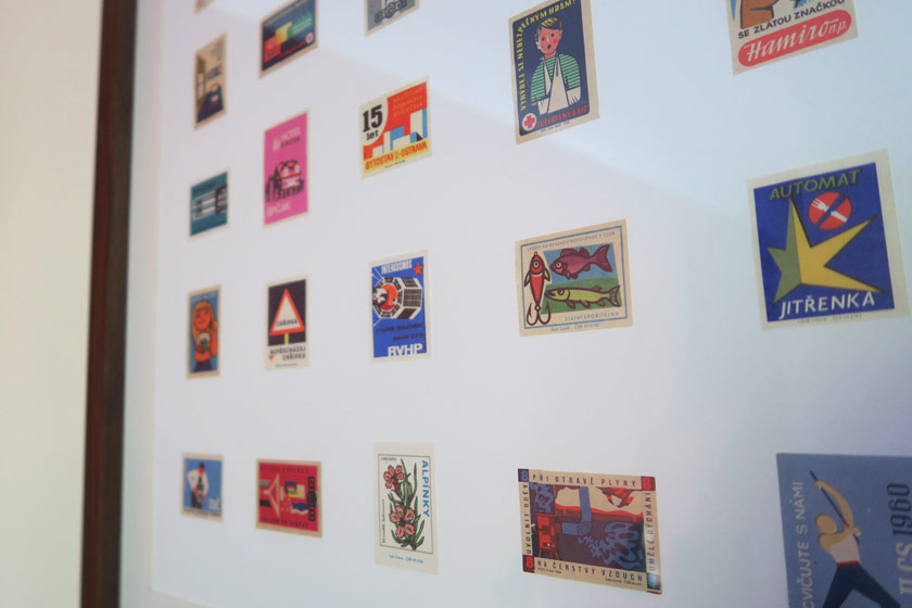 Matchbox cards arranged in frame