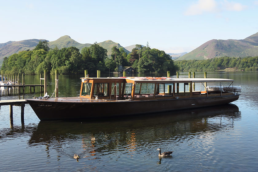 Wooden boat on lake