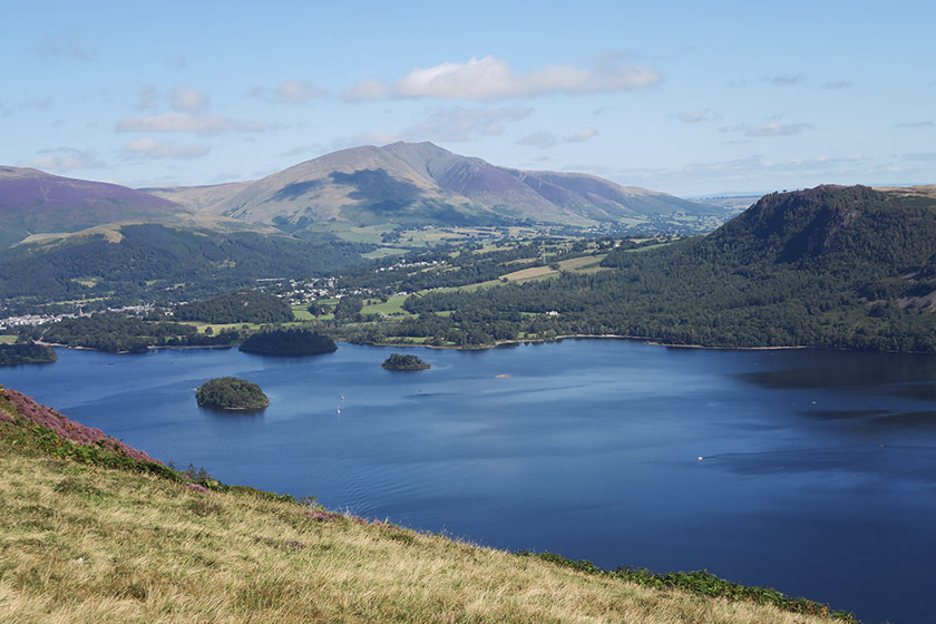 View over blue lake