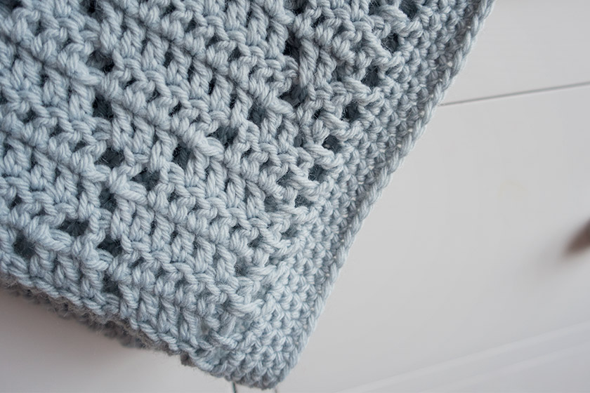 Closeup of crochet diamond