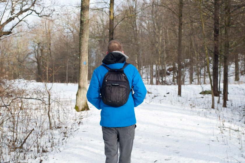Scott walking in the snow