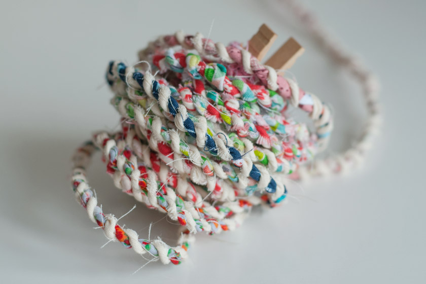 Ball of scrappy fabric twine