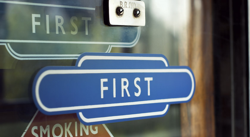 Vintage first class window sticker