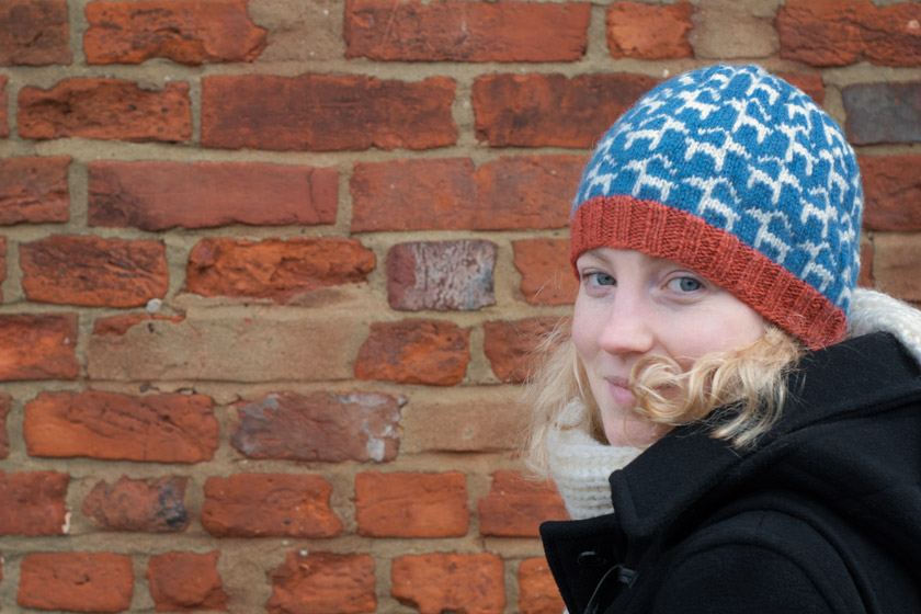 Knitted goat print hat