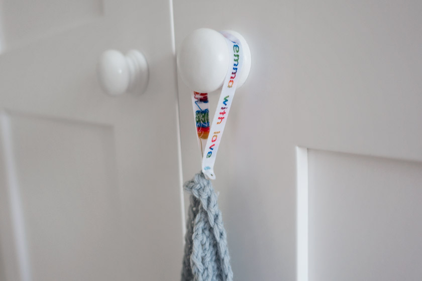 Blanket hanging on door