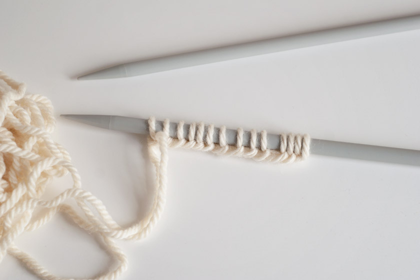 First stitches on knitting needle