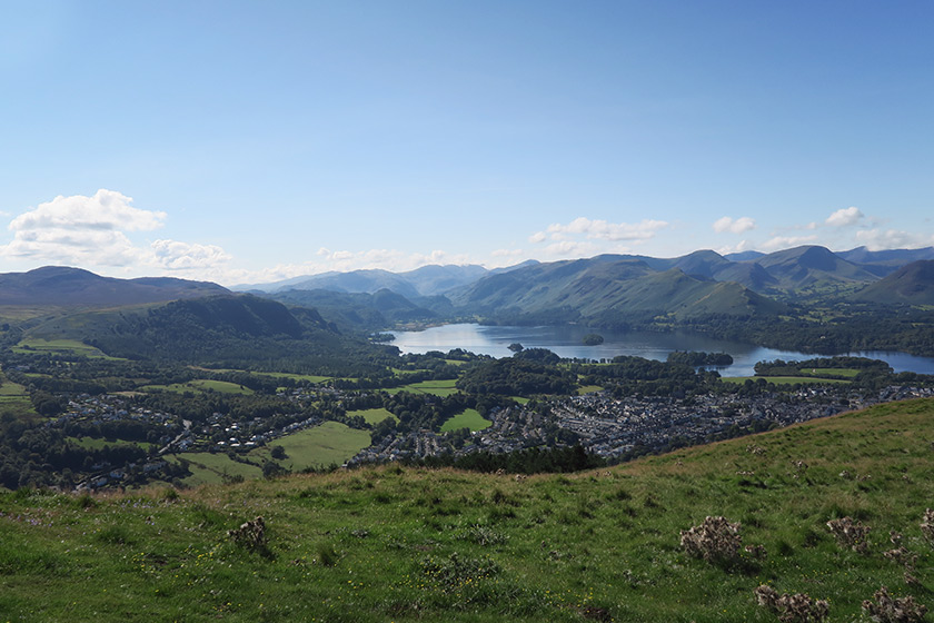 View over lake and town