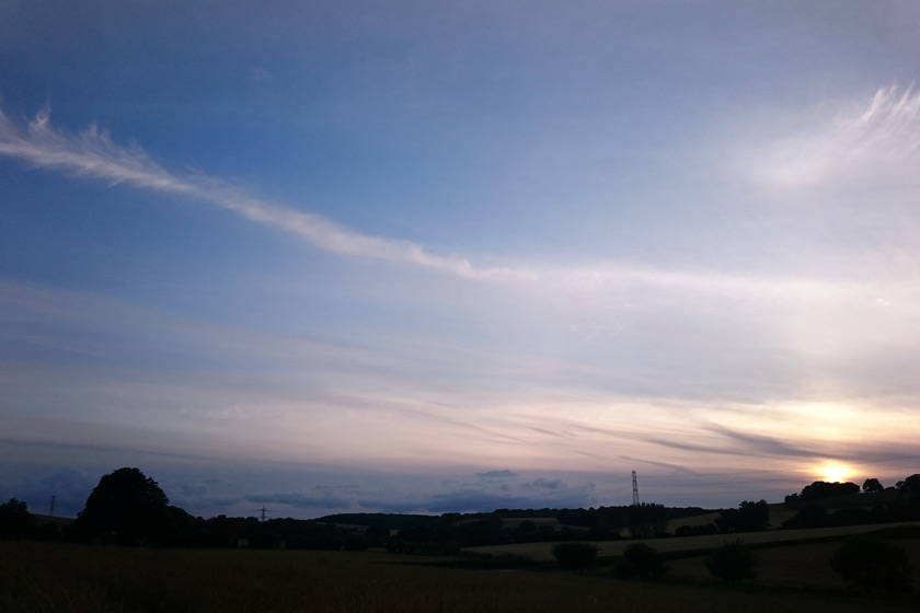 Sunset and blue sky