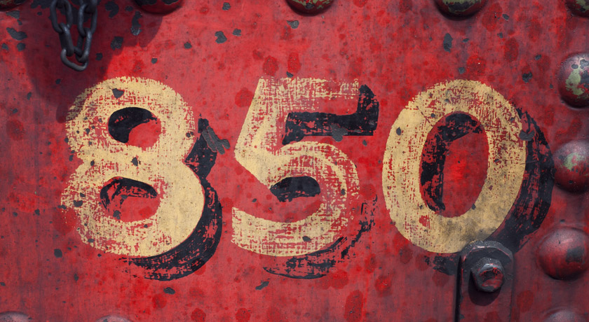 Hand painted lettering on steam train