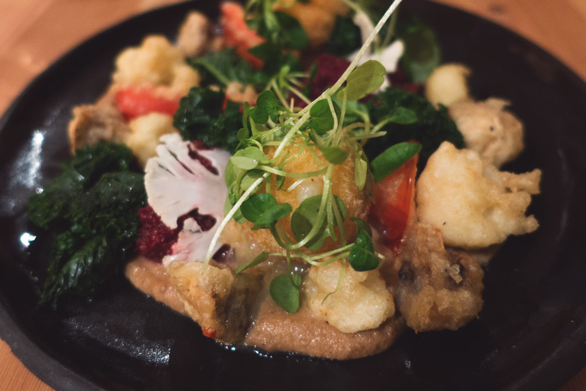 Fried cauliflower and salad
