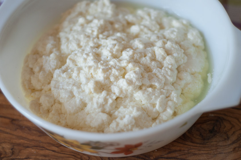 Bowl of mozzarella curds