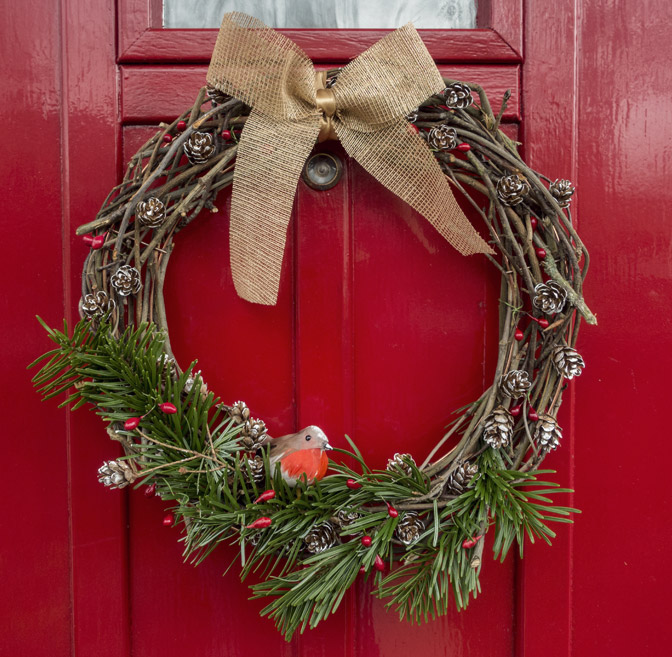 Natural wreath on door