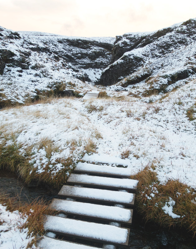 Wooden bridges and snow