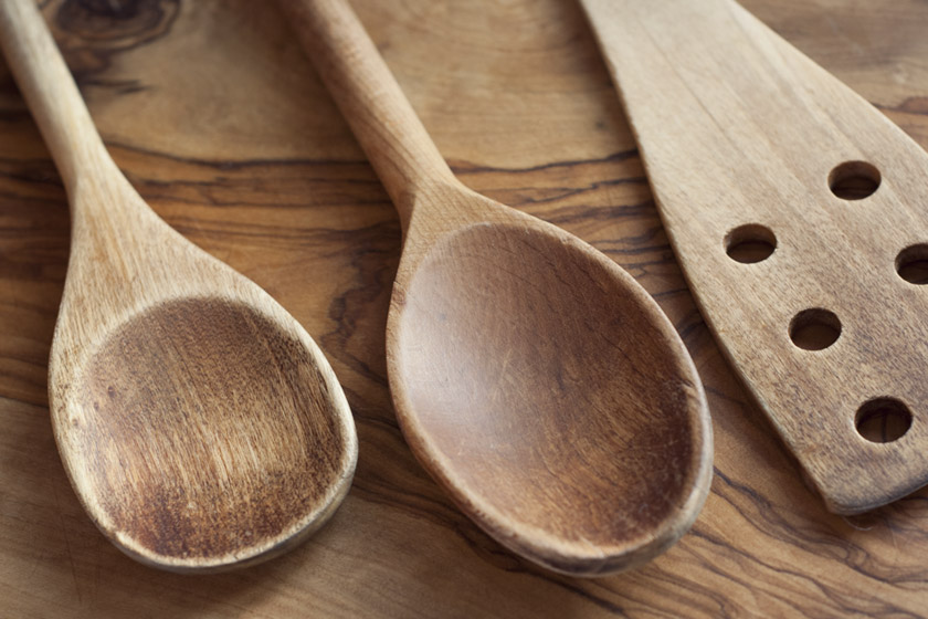 Shiny, oiled wooden spoons