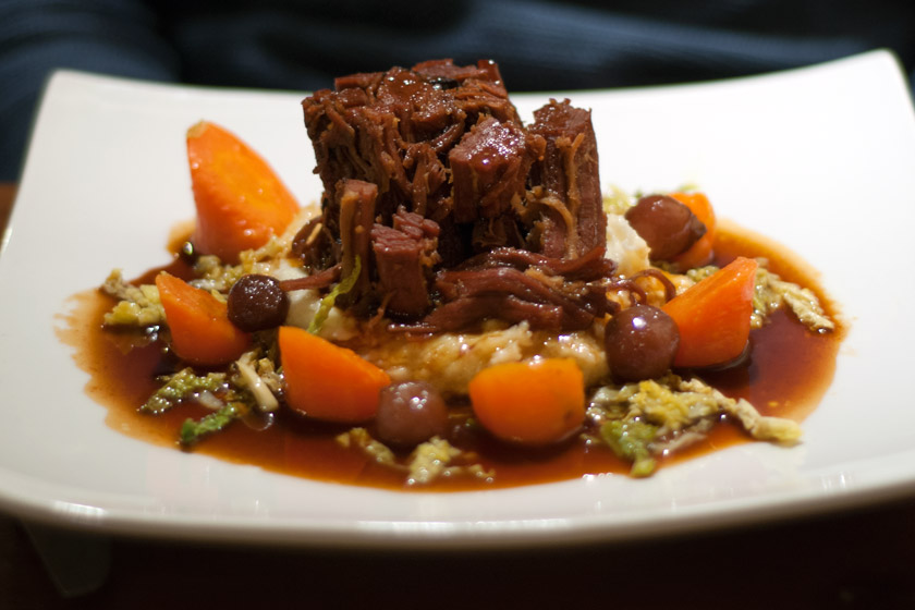 Braised brisket of beef on plate
