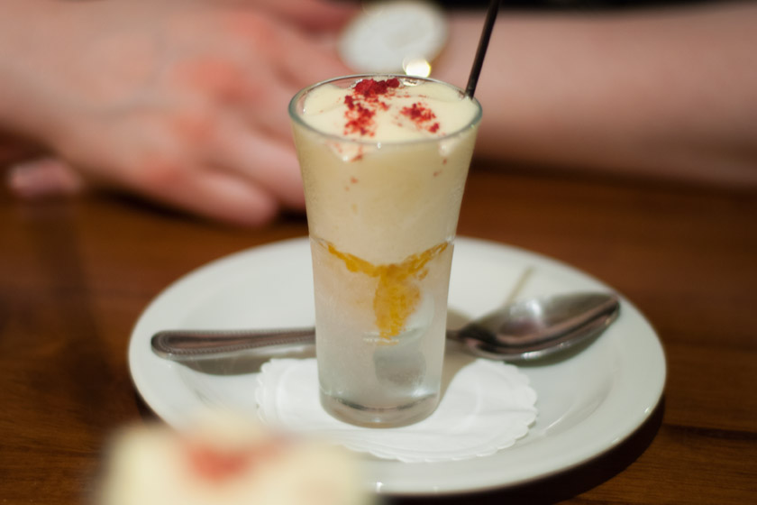 Fruit sorbet in glass