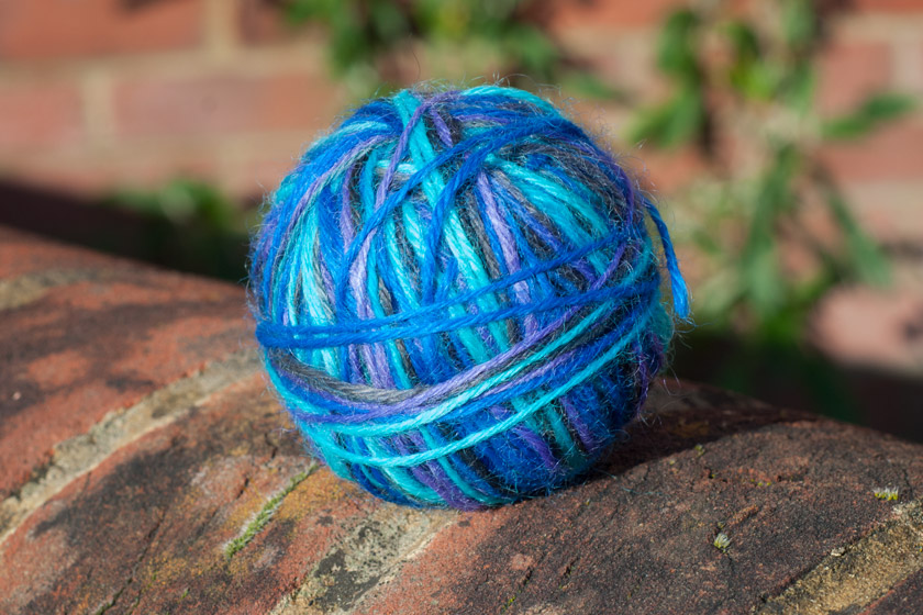 Bright blue ball of yarn