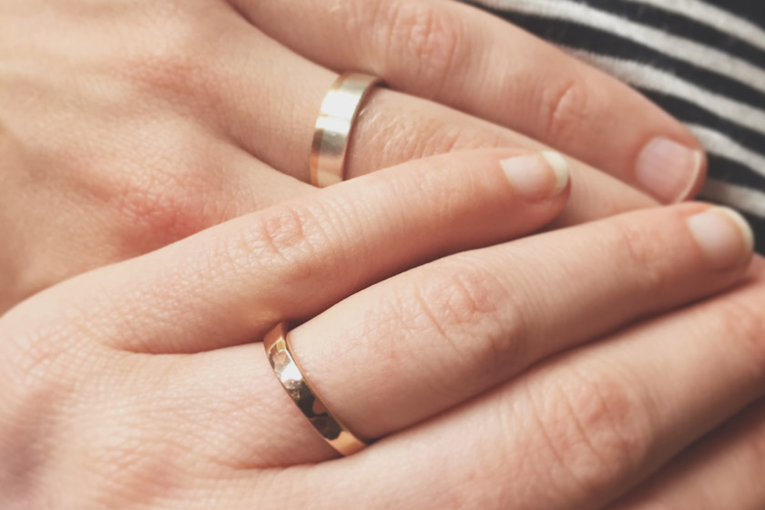 Weddings rings on hands