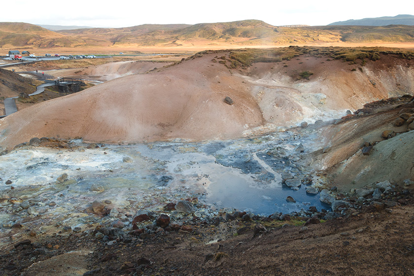 Coloured, steamy rocks