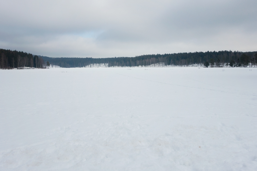 Snow covered lake
