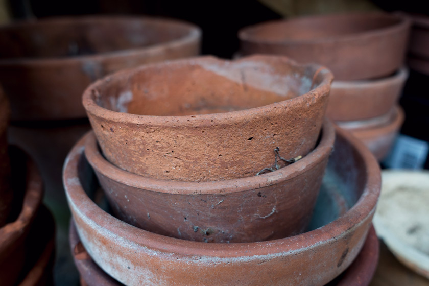 Stacked terracotta pots